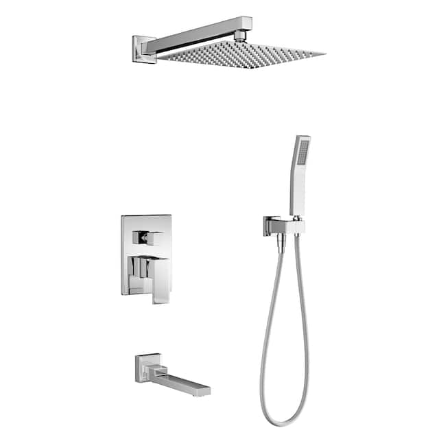 10-inch Square Rainfall Shower Head With Three Modes - Silver