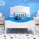 preview thumbnail 2 of 7, Yoneston Twin Bed Frame Kids Metal Platform with Wood Headboard for Teen, White