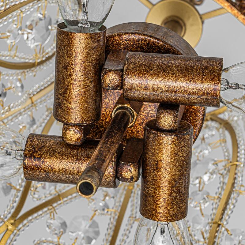 Vintage Glam 4-Light Antique Brass Crystal Chandelier - Antique Brass