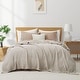 preview thumbnail 1 of 4, Organic Cotton Waffle Weave Bed Blanket, Breathable Textured Blanket for All Season King - Beige