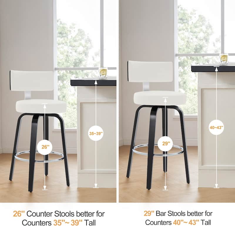 Upholstered Wood Swivel Bar/ Counter Stools, Set of 3