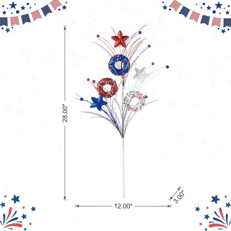 Glitzhome 28"H Set of 2 Patriotic/ Americana Stars and Donuts Picks