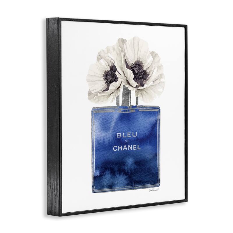 Stupell Fashion Designer Perfume Flower Blue Watercolor Framed Giclee Texturized Art by Amanda Greenwood