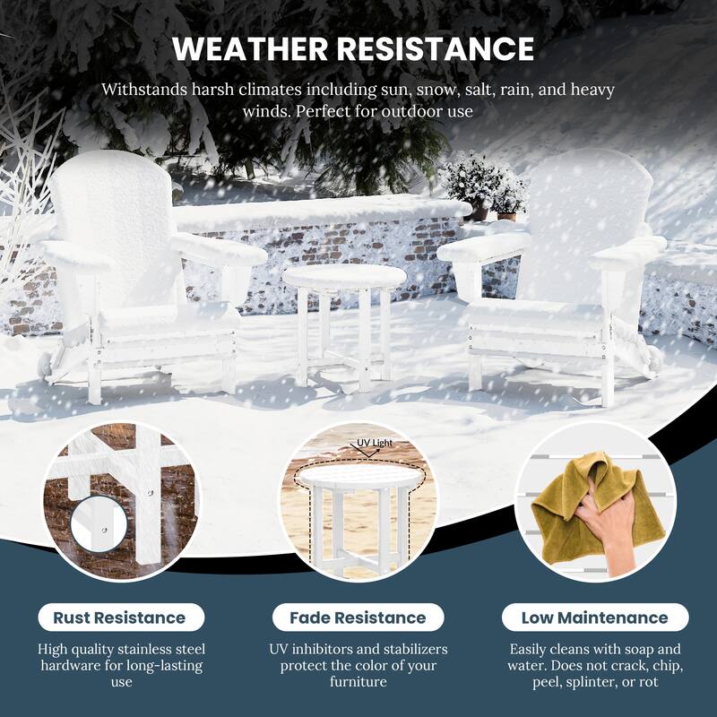 Laguna Outdoor Folding Adjustable Adirondack Chair with Hideaway Ottoman & Round Side Table