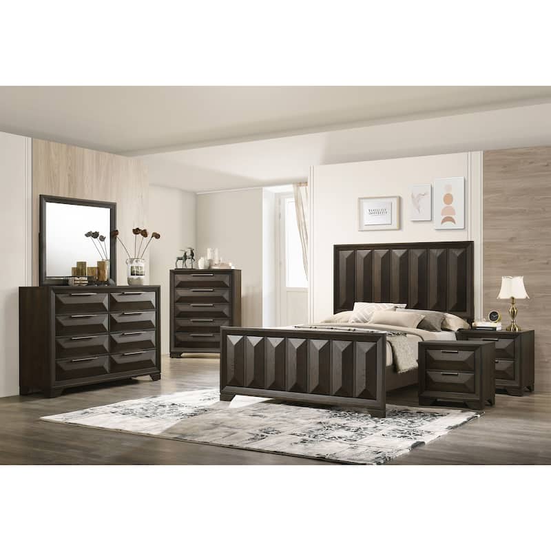 Furniture of America Uppon Espresso Wood 6-Piece Panel Bedroom Set - King