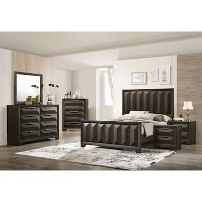 Furniture of America Uppon Espresso Wood 6-Piece Panel Bedroom Set