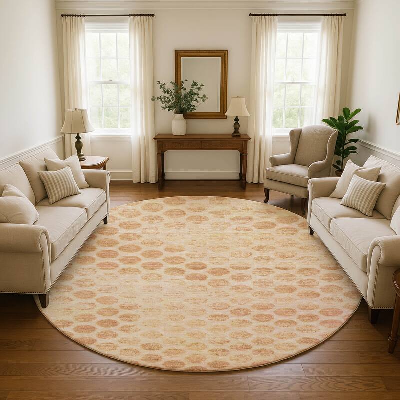 Premium Washable Super Soft Vintage Dotty Mayfield Rug - Peach - 8' x 8'