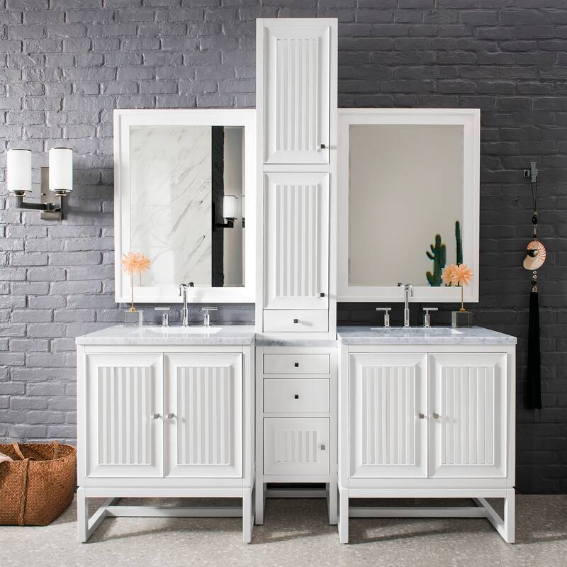 James Martin Vanities E645-V36GP-B-EJP Athens 87" Double Basin Poplar