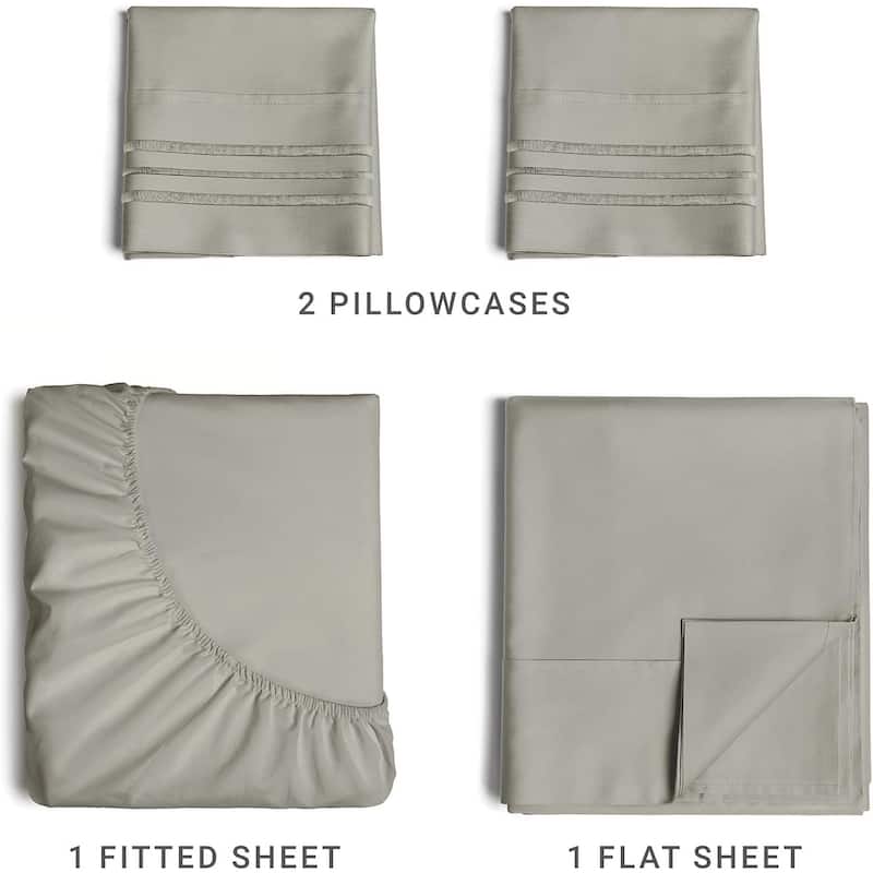 CGK Linens Brushed Microfiber Soft Wrinkle free 4 Piece Bed Sheet Set
