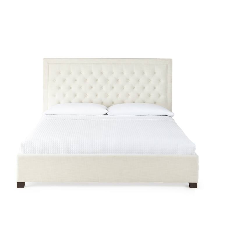 Steve Silver Isabel Button Tufted Upholstered Platform Bed - White - King