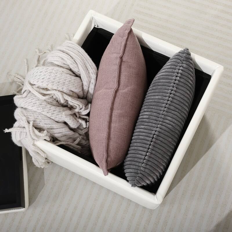 Adeco Storage Ottoman With Tray