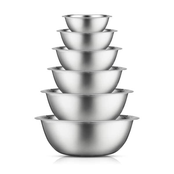 slide 2 of 6, JoyJolt Stainless Steel Food Kitchen Mixing Bowl - Set of 6 - .5QT .75QT 1.5 QT 3QT 4QT 5QT Silver