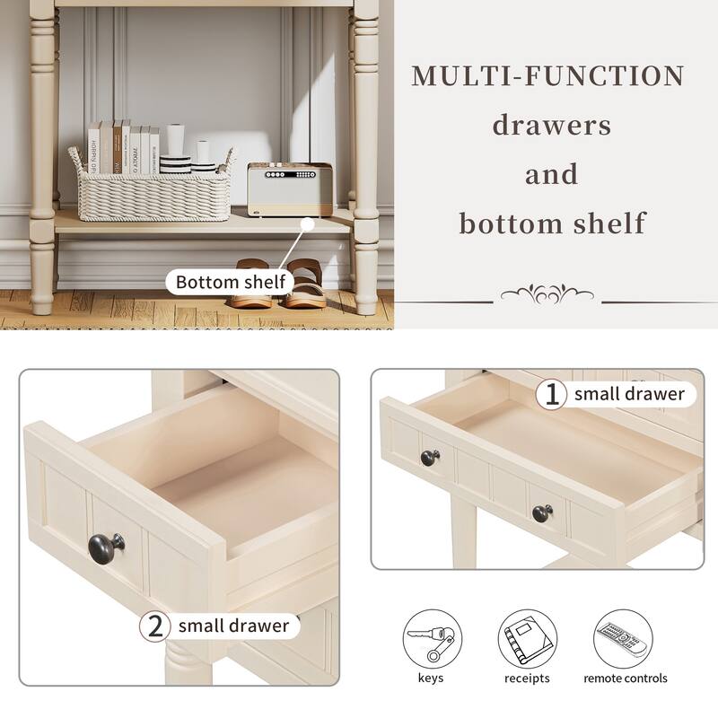23.7" Classic Console Table with Three Storage Drawers and Bottom Shelf