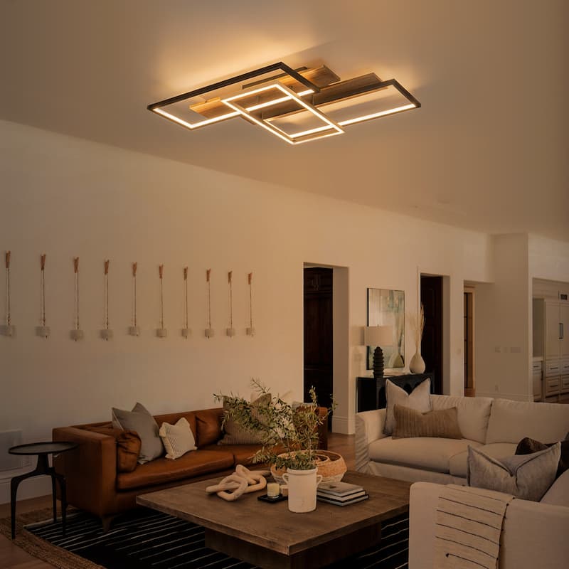 Rectangular Integrated LED Flush Mount Ceiling Light Dimmable - Dia.26.77-in