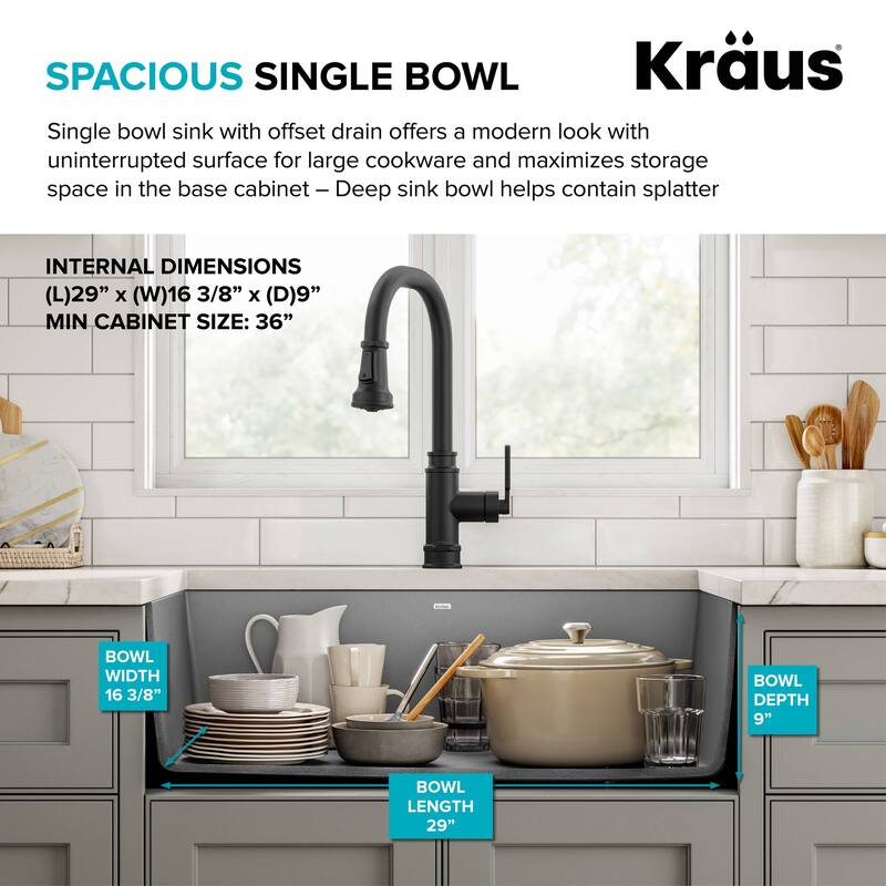KRAUS Forteza Granite 32 inch 1-Bowl Undermount Kitchen Sink
