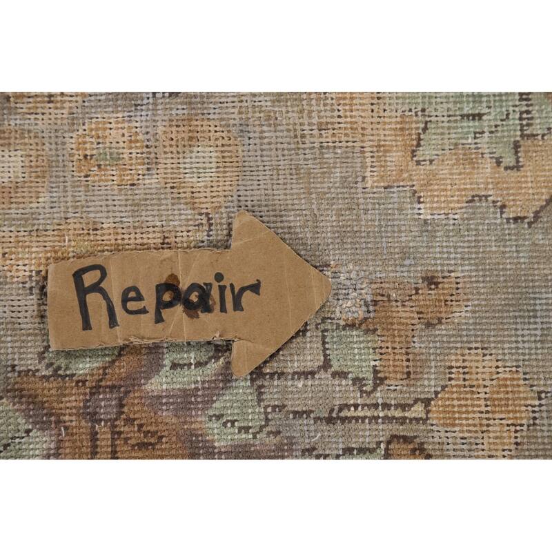 Distressed Tabriz Antique Persian Rug Hand-Knotted Wool Carpet - 9'6" x 13'2"