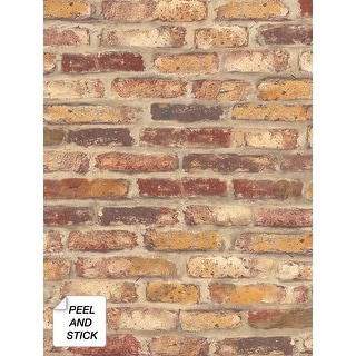 NextWall Red Faux Rustic Brick Peel and Stick Removable Wallpaper - 20. ...