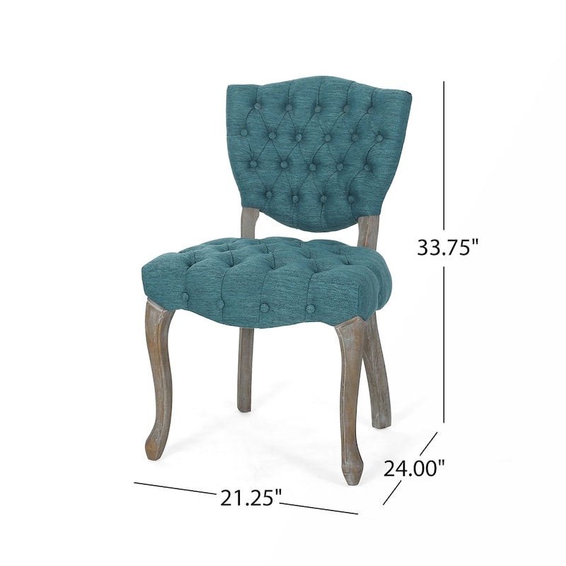 2PCS Tufted Polyester Dining Chairs With Wood Legs