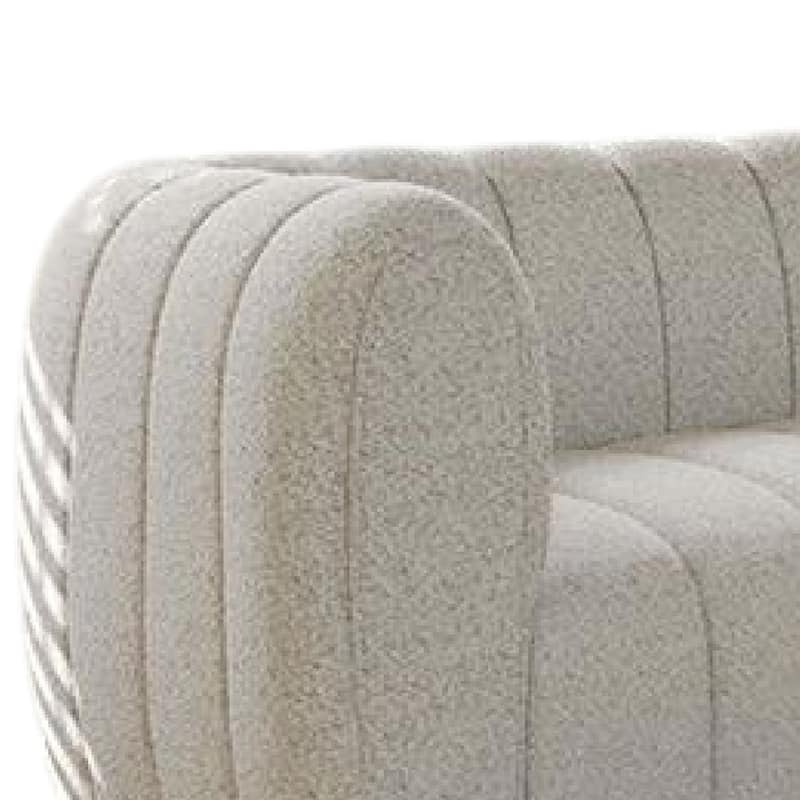 Hery Loveseat, 65 Inch, White Boucle, Vertical Channel Tufted Details