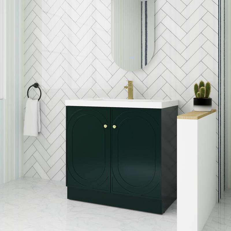 ARTCHIRLY 24/30/36 Inch Bathroom Vanity with Sink, Freestanding Bathroom Vanity with Soft Close Door and Adjustable Shelf