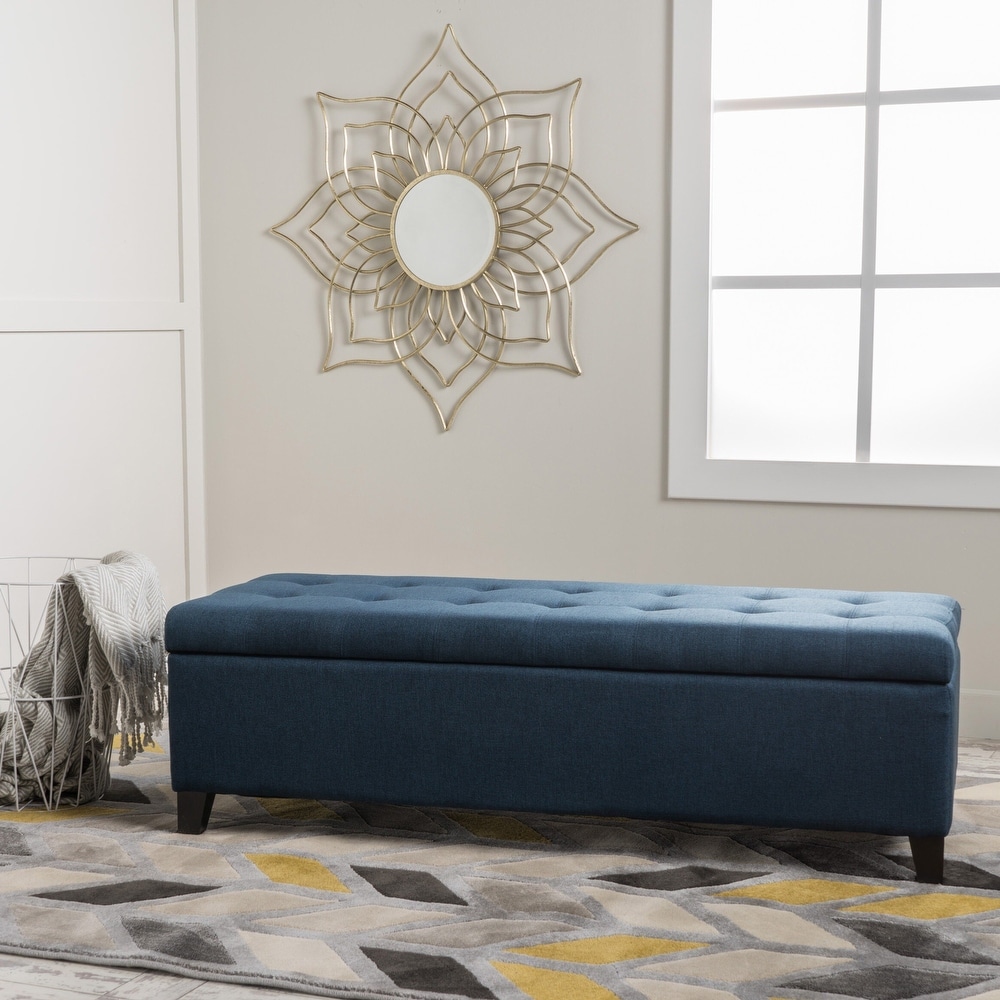 Blue leather bench discount