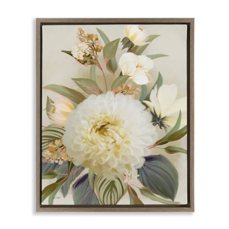 Stupell Elegant Dahlia Bundle Framed Floater Canvas Wall Art Design By House Fenway - 25 x 31 - Brown