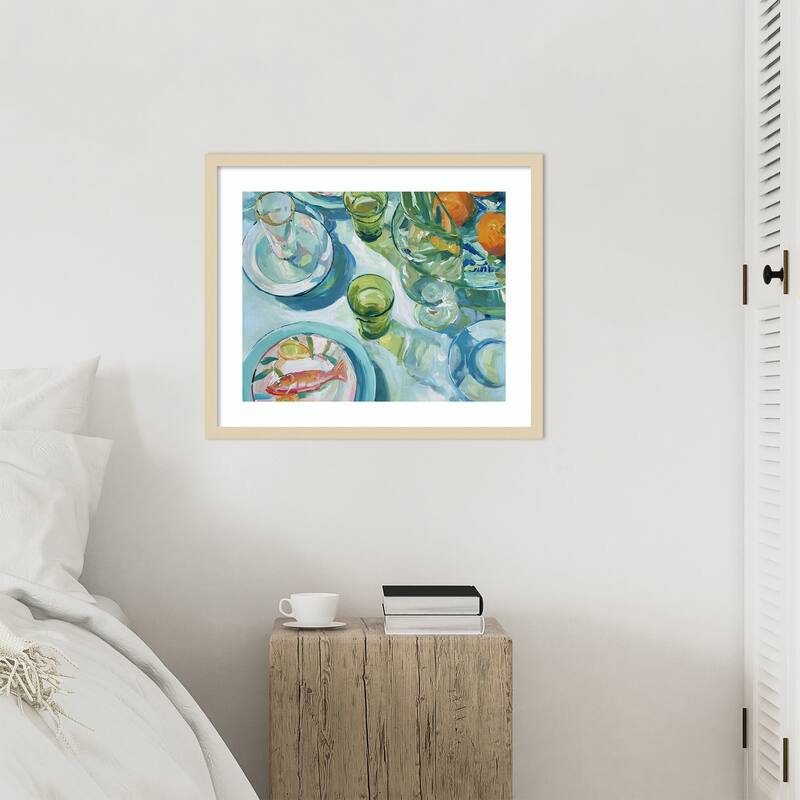 GreenTable No. 1 by Paula Freeman Wood Framed Wall Art Print