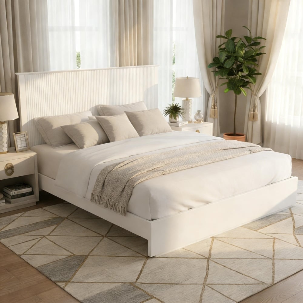 Christopher Knight Home - Brookhaven Modern Wooden Panel Bed with 54.00" H Vertical Slat Headboard