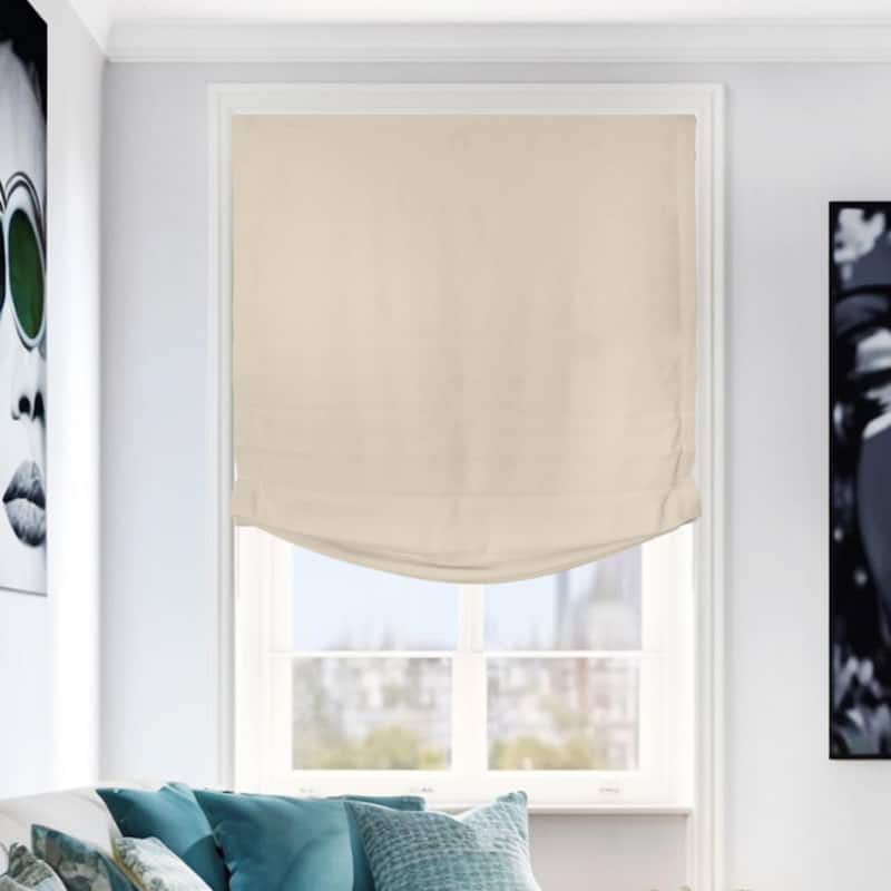 CHICOLOGY Cordless Roman Shades, Relaxed Window Blinds - 27"W X 64"H - Ivory (Relaxed)