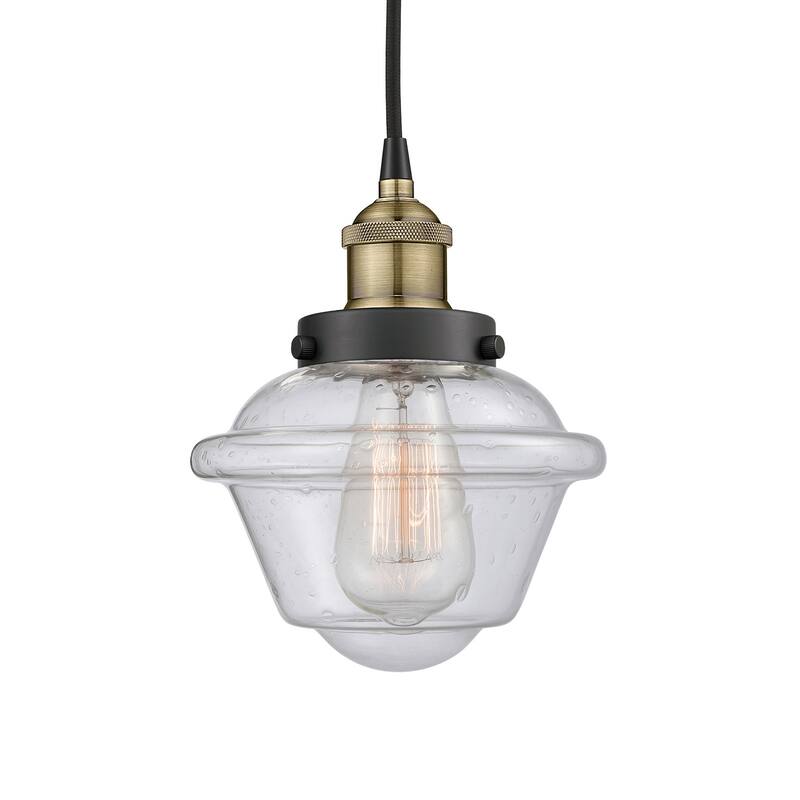 Innovations Lighting 616-1PH-10-7 Oxford Pendant Oxford 7" Wide Mini - Black Antique Brass / Seedy