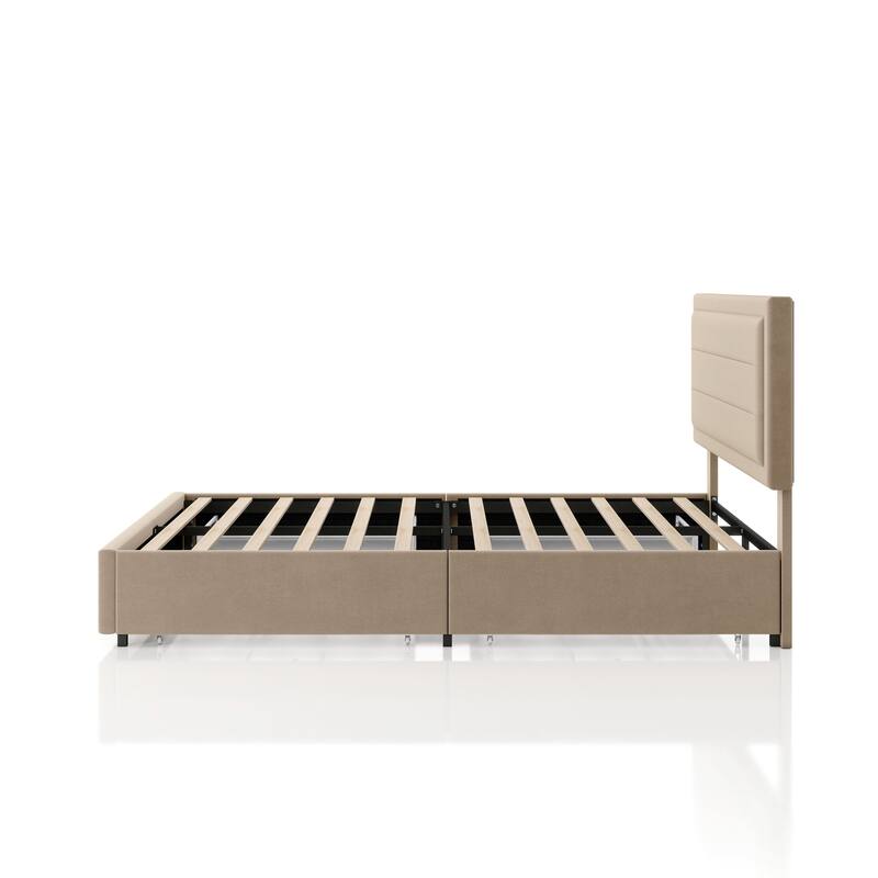 Furniture of America Jacinth Modern Velvet 4-Drawer Full Storage Platform Bed