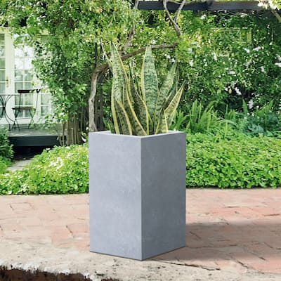 Durx-litecrete Lightweight Concrete Cement Color Tall Planter-Medium - 11'x11'x23.6'