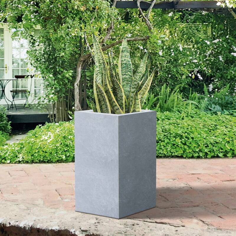 Durx-litecrete Lightweight Concrete Cement Color Tall Planter-Small - 8.7'x8.7'x19.9'