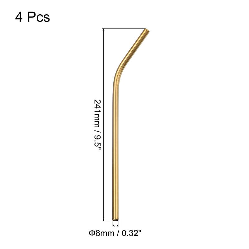 Reusable Metal Straws 4Pcs, Stainless Steel Bent Straw 9.5" Long