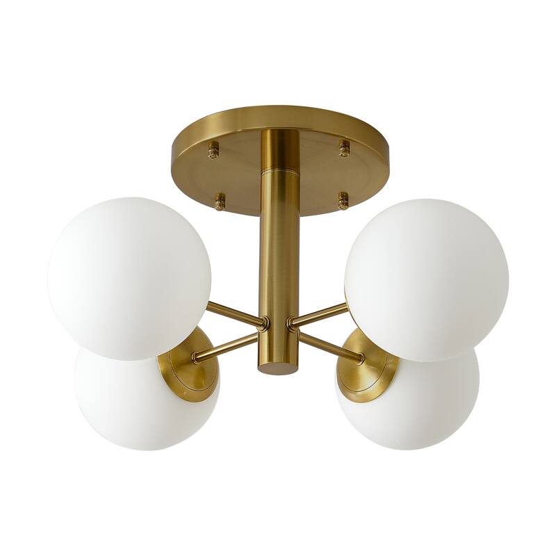 4 - Light Globe Black Metal Sputnik Semi Flush Mount Ceiling Light