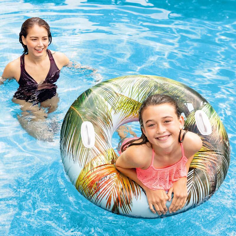 Intex 58263EP Groovy Color Inflatable Tropical Flower Transparent Tube Raft - 4.4