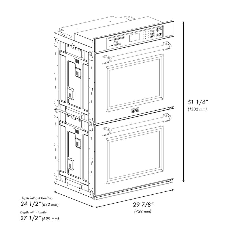 ZLINE 30" Professional Double Wall Oven with Self Clean and True Convection in Black Stainless Steel (AWD-30-BS)