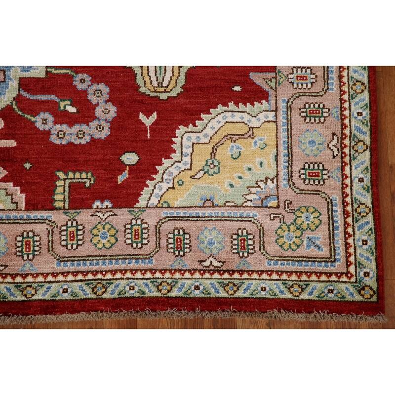 Geometric Turkish Oushak Area Rug Handmade Wool Carpet - 6'5"x 8'0"