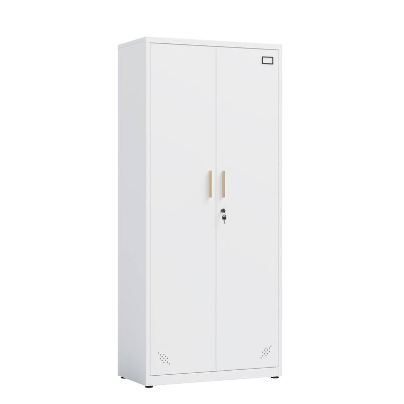 Rust-Proof Home OfficeTall File Cabinet, Lockable Storage Cabinet with Magnetic Doors & 4 Adjustable Shelves