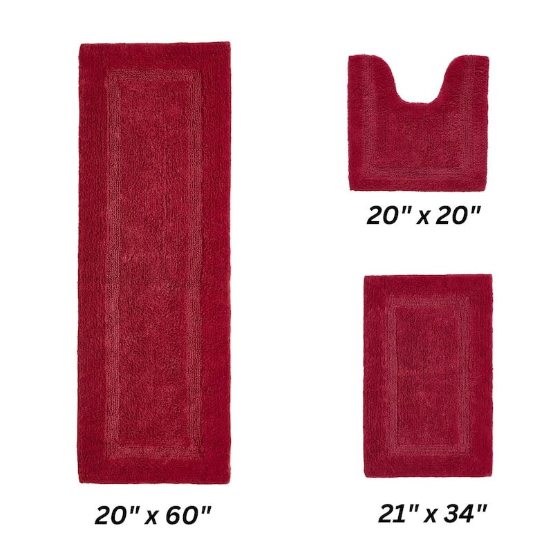 Better Trends Bath Rugs Set 100% Cotton Reversible Water Absorbent Bathroom Rug for Shower, Sink, Bath Mats - Lux Collection