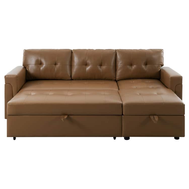 Reversible L-Shape Sleeper Sectional Sofa with Storage, Modern Convertible Sofa Bed for Living Room