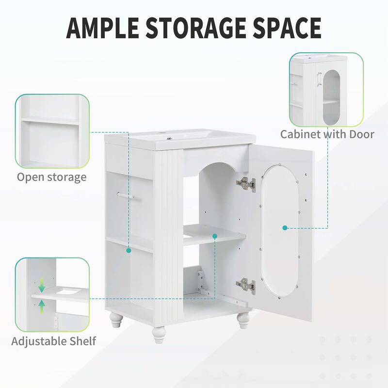 Bathroom Vanity Cabinet with Sink,with Two-tier Shelf,Adjustable Shelf