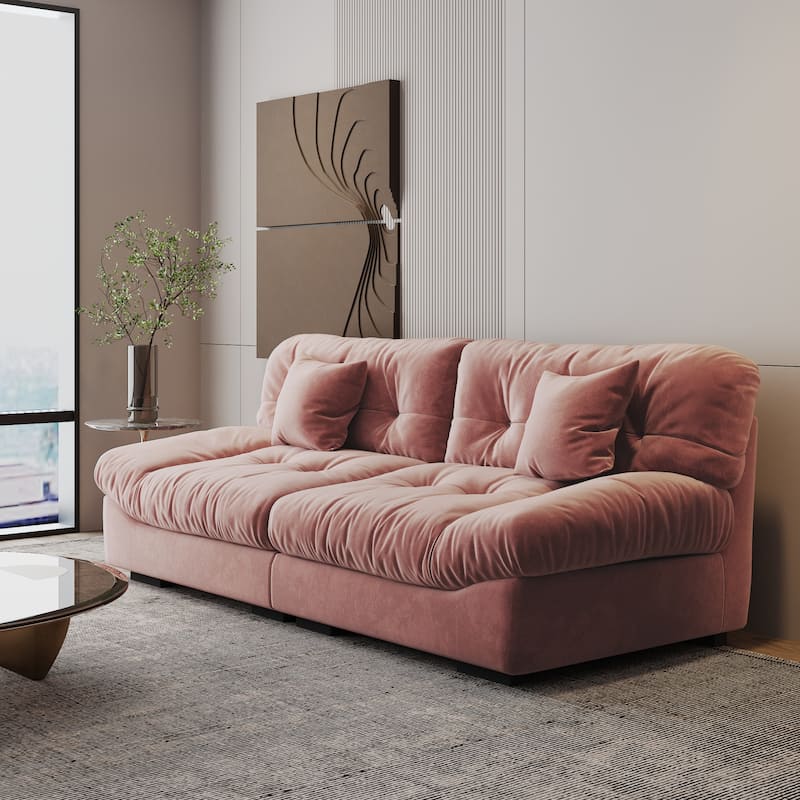 Modern Sanded Velvet Cloud Loveseat Sofa Sectional Couch for Living Room