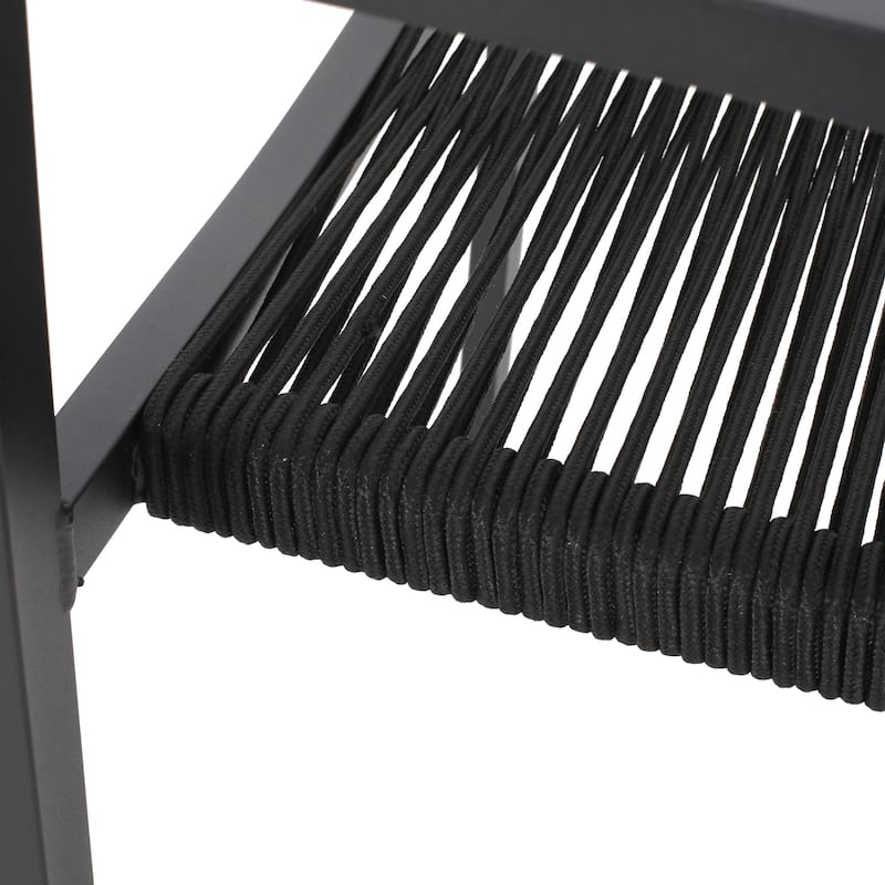 Outdoor Modern Aluminum Dining Chair with Rope Seat (Set of 2)