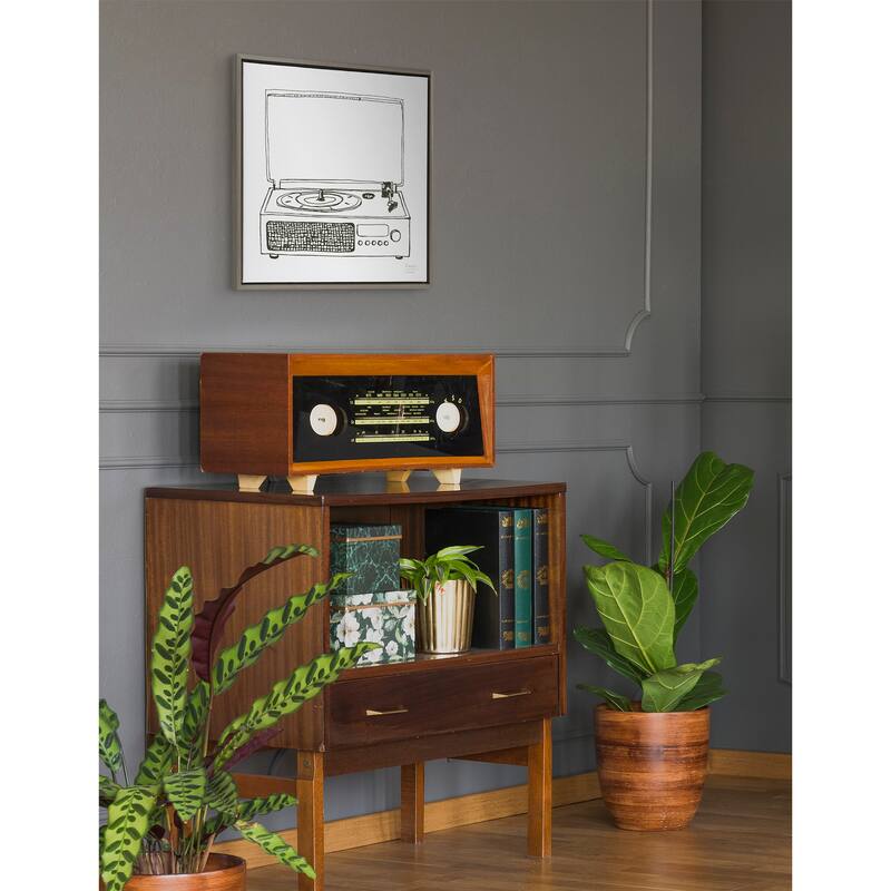 Kate and Laurel Sylvie Record Player Framed Canvas by Statement Goods