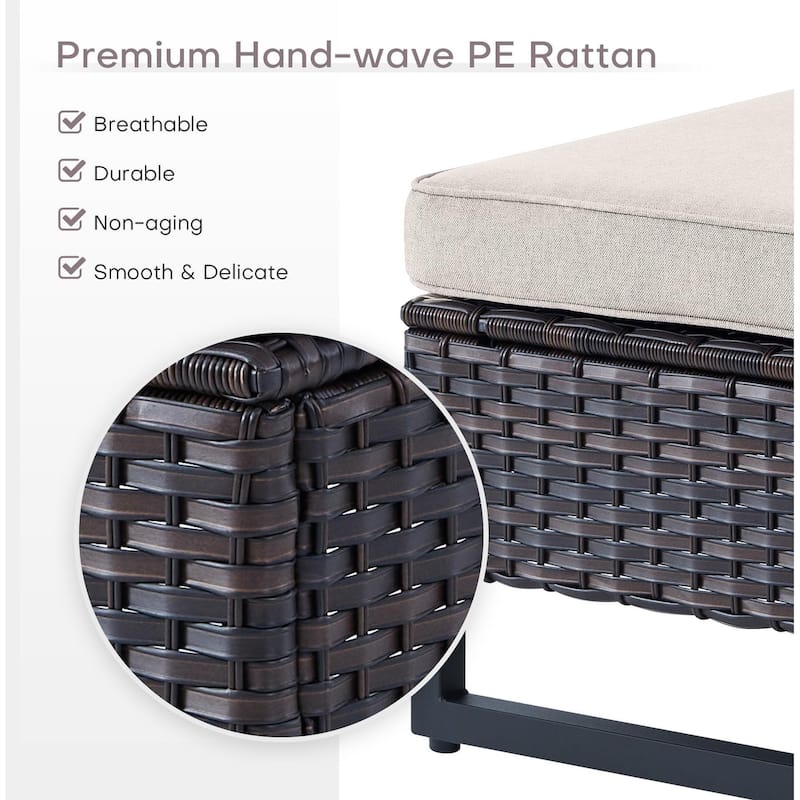 Gymojoy Outdoor Rattan Wicker Ottoman Seat