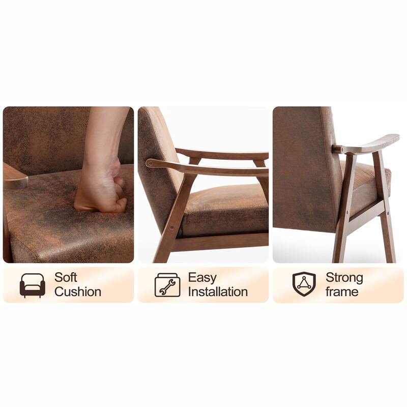 Mid-Century Modern Chair,Solid Wood Frame, Accent Chair