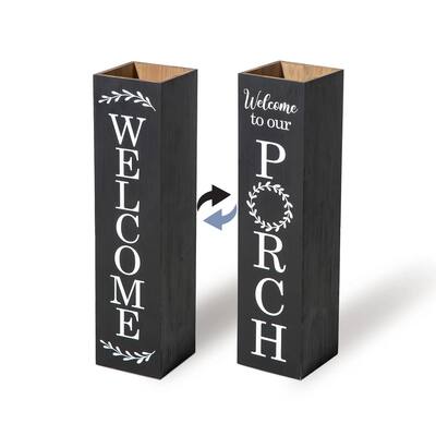 Glitzhome 30"H Double Sided Wooden Black Boxed WELCOME PORCH or WELCOME HOME Porch Sign