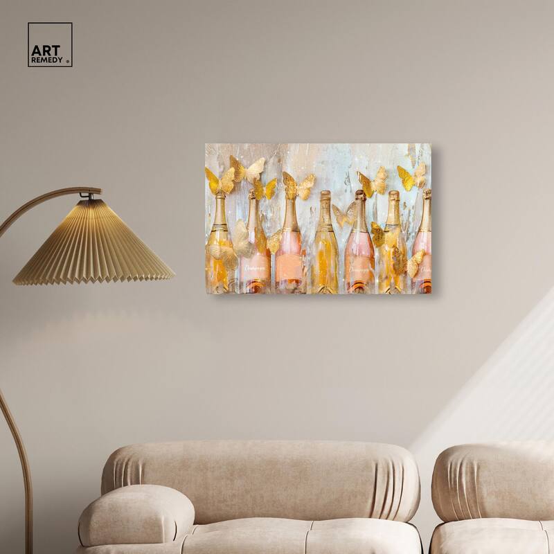Golden Bright Campagne Line Canvas by Art Remedy, Gallery Wrapped