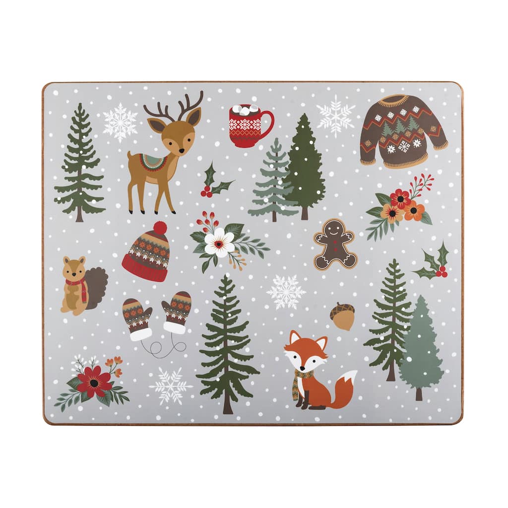 Woodland Christmas Hardboard Placemat Set of 6